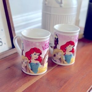 Set of 2 Disney Princess Mugs 2015 Tiana Belle Jasmine Ariel